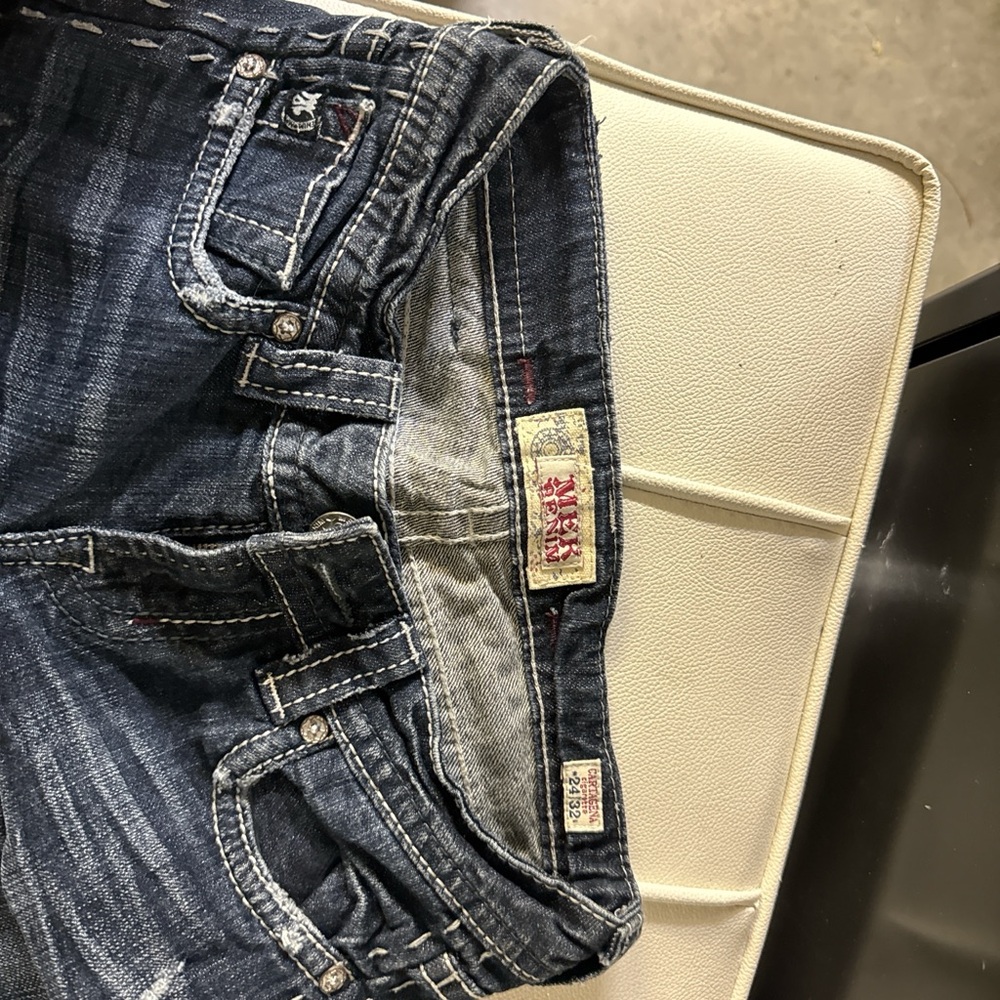 Miss Me Dark Blue Jeans with White Stitching